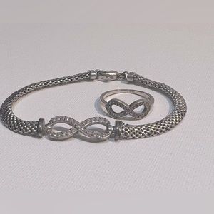 Sterling Silver Infinity Bracelet and Ring(size 7.5)